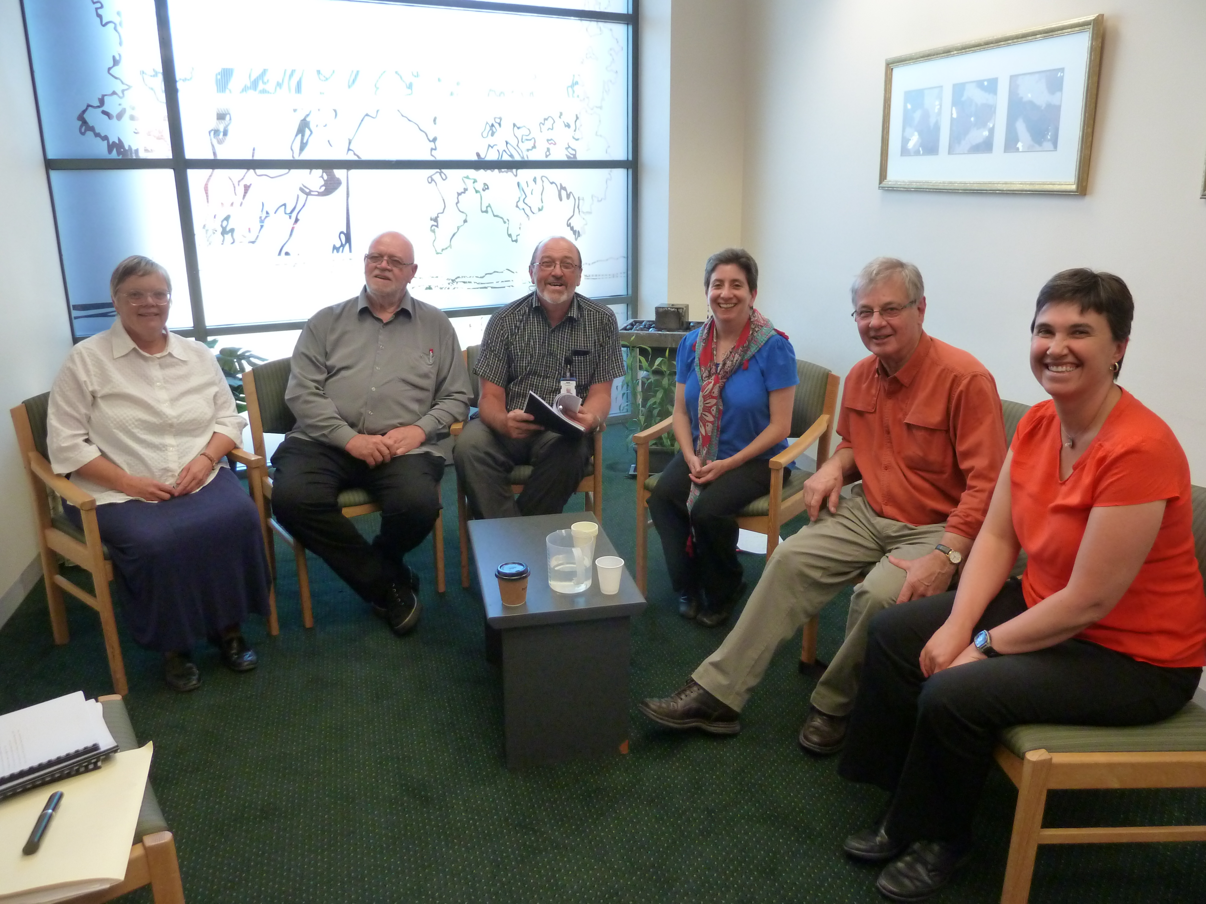 Shoshana's review committee (l to r): Barbara Messner; Les Underwood; Jeff May; Shoshana; Bob Kempe; Liz Dyson.